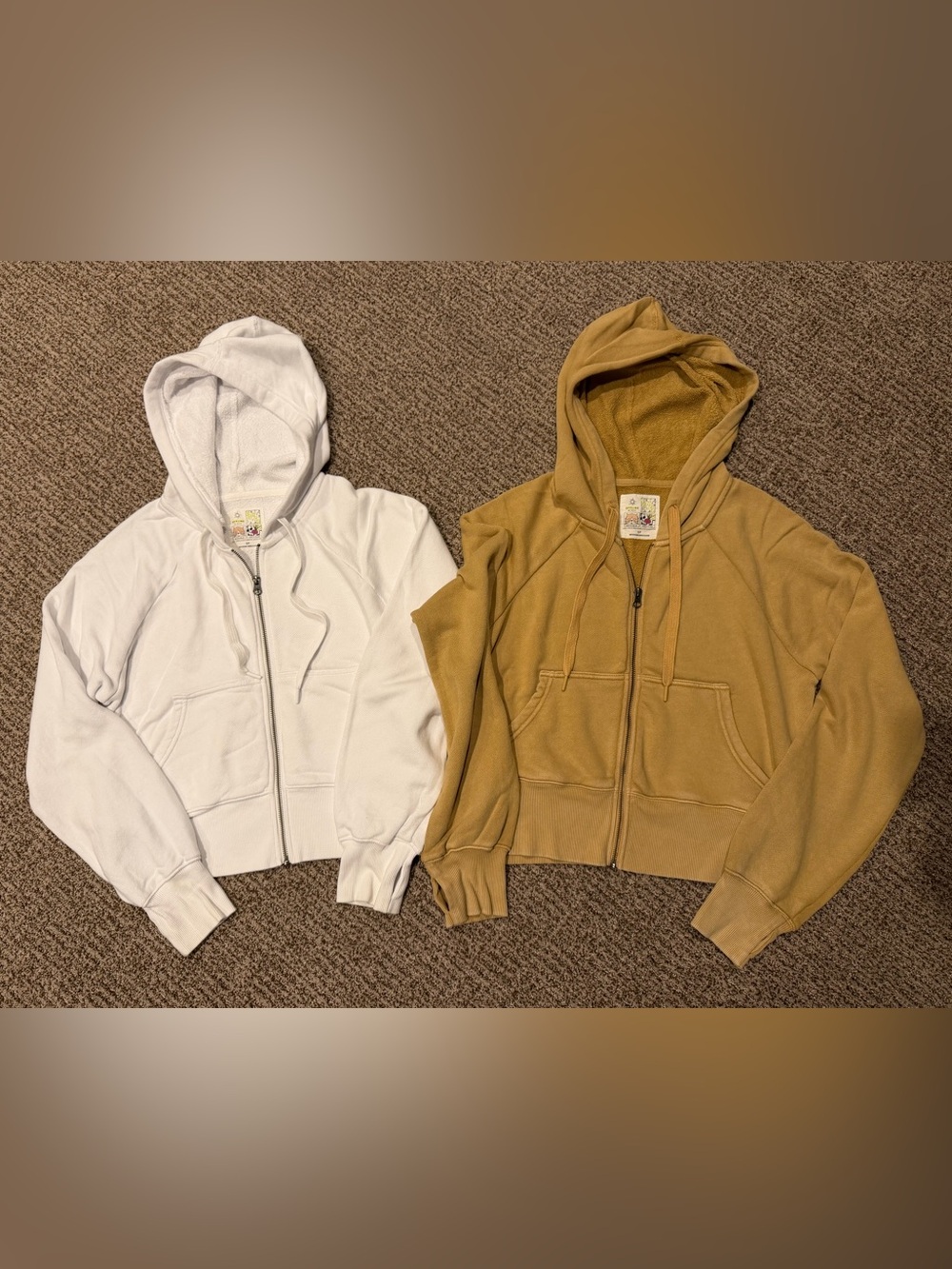 Aerie-Offline Women’s full Zip Hoodie Set - White & Mustard